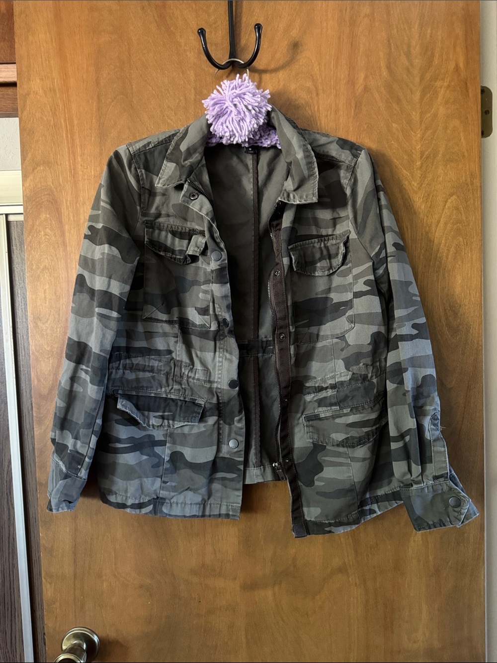 a.n.a women’s Camouflage Utility Jacket - Green Camo